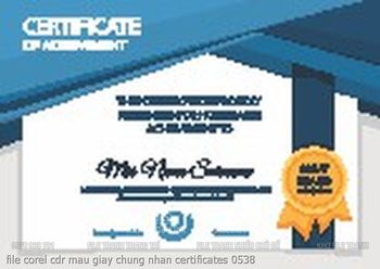 file corel cdr mau giay chung nhan certificates 0538