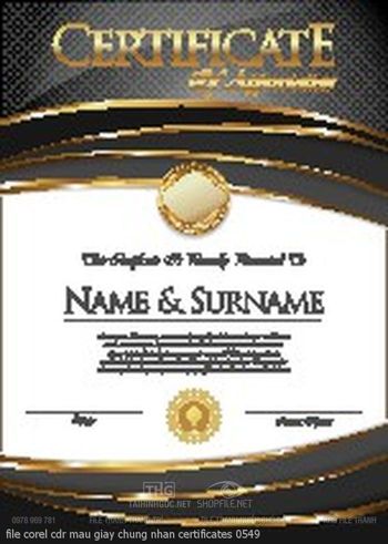 file corel cdr mau giay chung nhan certificates 0549