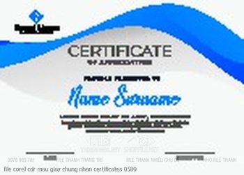 file corel cdr mau giay chung nhan certificates 0580
