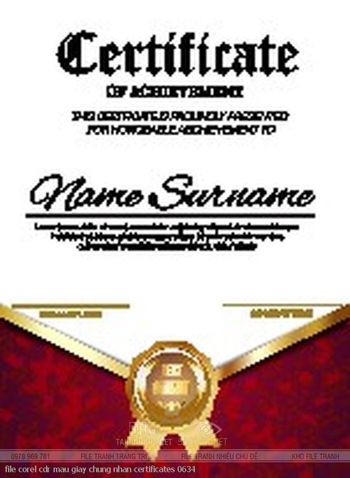 file corel cdr mau giay chung nhan certificates 0634