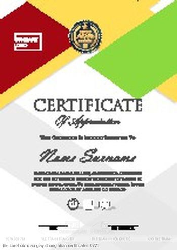 file corel cdr mau giay chung nhan certificates 0771