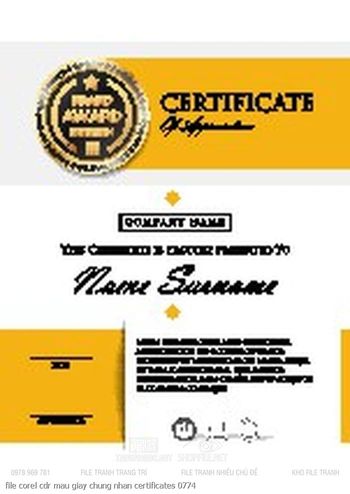 file corel cdr mau giay chung nhan certificates 0774