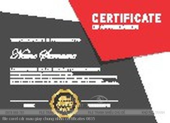 file corel cdr mau giay chung nhan certificates 0835