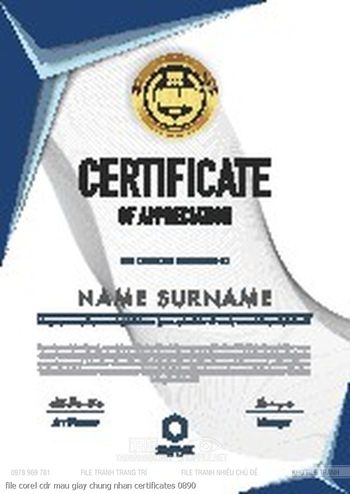 file corel cdr mau giay chung nhan certificates 0890
