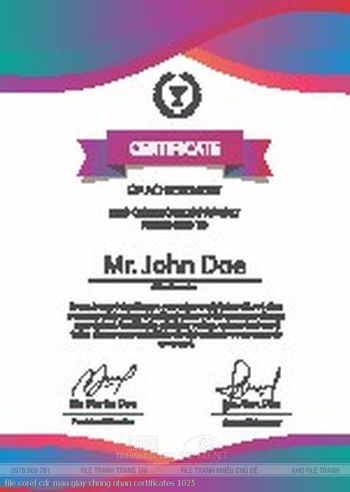 file corel cdr mau giay chung nhan certificates 1025
