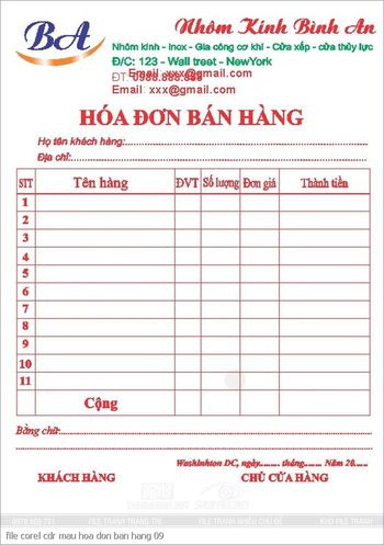file corel cdr mau hoa don ban hang 09