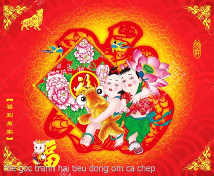 file goc tranh hai tieu dong om ca chep