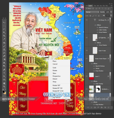 file lich tet bac ho treo tuong file lich ban do viet nam 34 tinh thanh psd tach lop