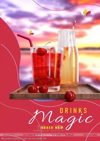 file poster banner ca phe tra sua drink 100