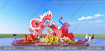 file trang tri tieu canh background 3d sketchup cnc tet 2024 035