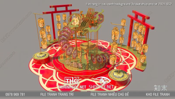 file trang tri tieu canh background 3d sketchup cnc tet 2024 052