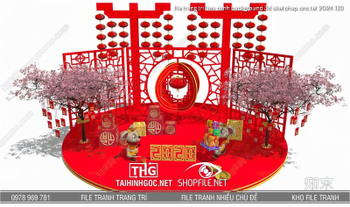 file trang tri tieu canh background 3d sketchup cnc tet 2024 110
