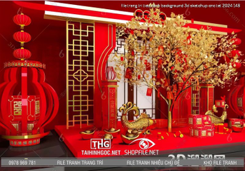 file trang tri tieu canh background 3d sketchup cnc tet 2024 148