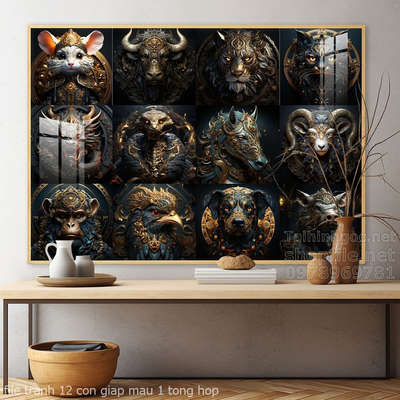 file tranh 12 con giap mau 1 tong hop