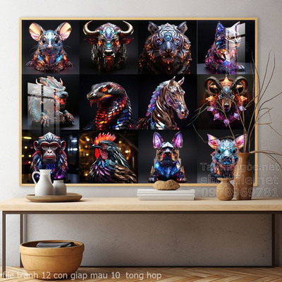 file tranh 12 con giap mau 10  tong hop