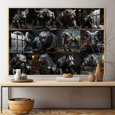 file tranh 12 con giap mau 12  tong hop