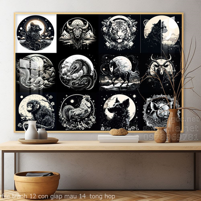 file tranh 12 con giap mau 14  tong hop