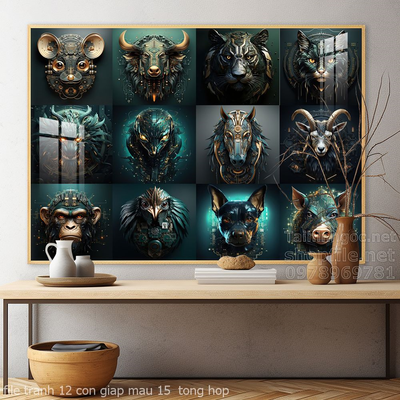 file tranh 12 con giap mau 15  tong hop