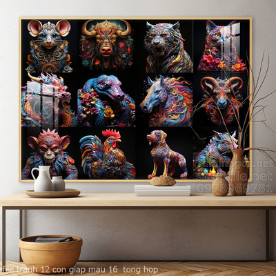 file tranh 12 con giap mau 16  tong hop