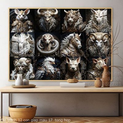 file tranh 12 con giap mau 17  tong hop