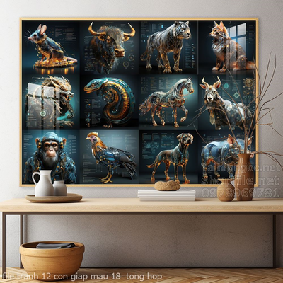 file tranh 12 con giap mau 18  tong hop