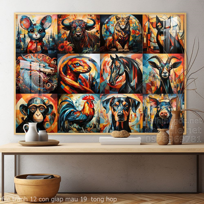 file tranh 12 con giap mau 19  tong hop