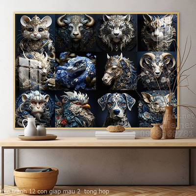 file tranh 12 con giap mau 2  tong hop