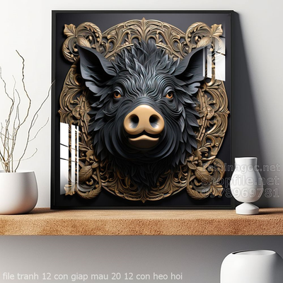 file tranh 12 con giap mau 20 12 con heo hoi