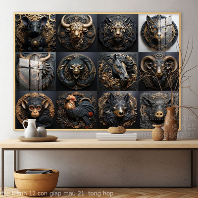 file tranh 12 con giap mau 21  tong hop