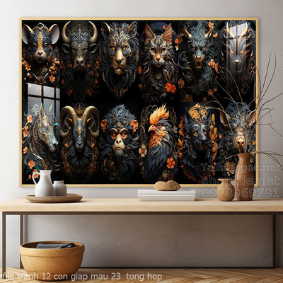 file tranh 12 con giap mau 23  tong hop