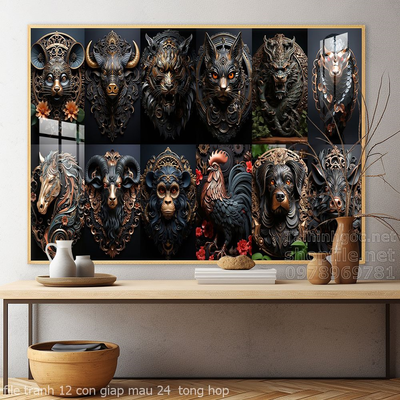 file tranh 12 con giap mau 24  tong hop