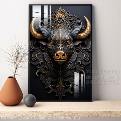 file tranh 12 con giap mau 24 02 con trau suu