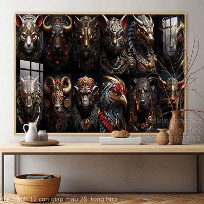 file tranh 12 con giap mau 25  tong hop