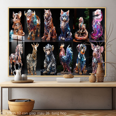 file tranh 12 con giap mau 26  tong hop