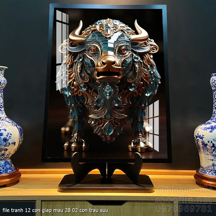 file tranh 12 con giap mau 28 02 con trau suu