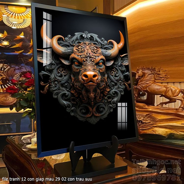 file tranh 12 con giap mau 29 02 con trau suu