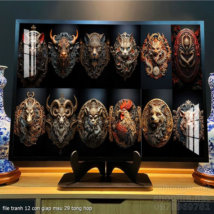 file tranh 12 con giap mau 29 tong hop