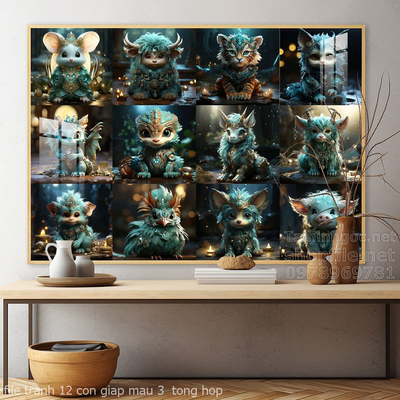 file tranh 12 con giap mau 3  tong hop