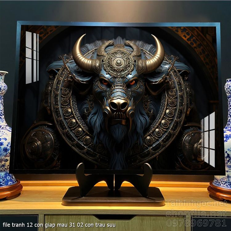 file tranh 12 con giap mau 31 02 con trau suu