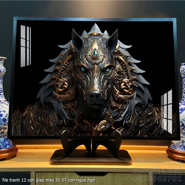 file tranh 12 con giap mau 31 07 con ngua ngo