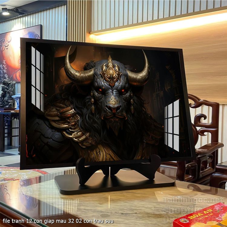 file tranh 12 con giap mau 32 02 con trau suu