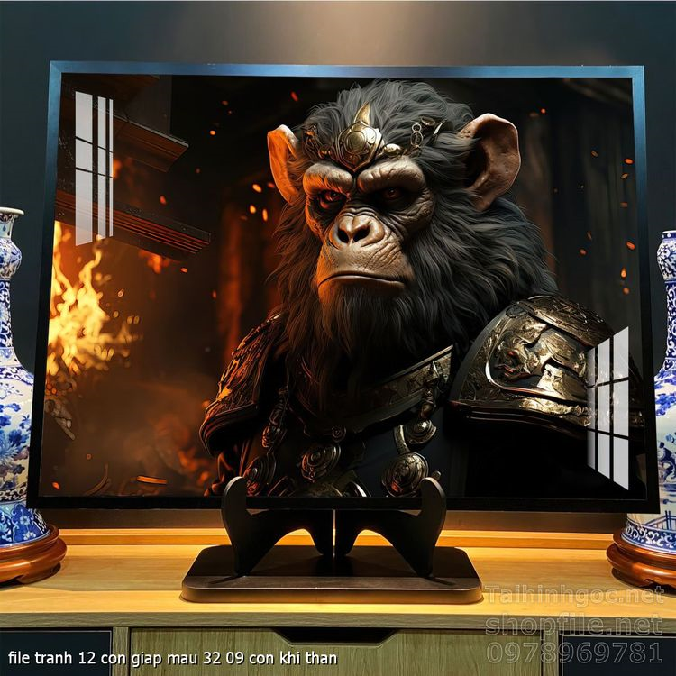 file tranh 12 con giap mau 32 09 con khi than