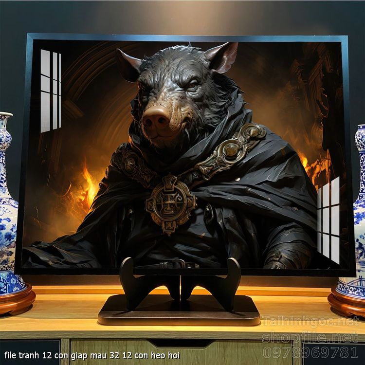 file tranh 12 con giap mau 32 12 con heo hoi