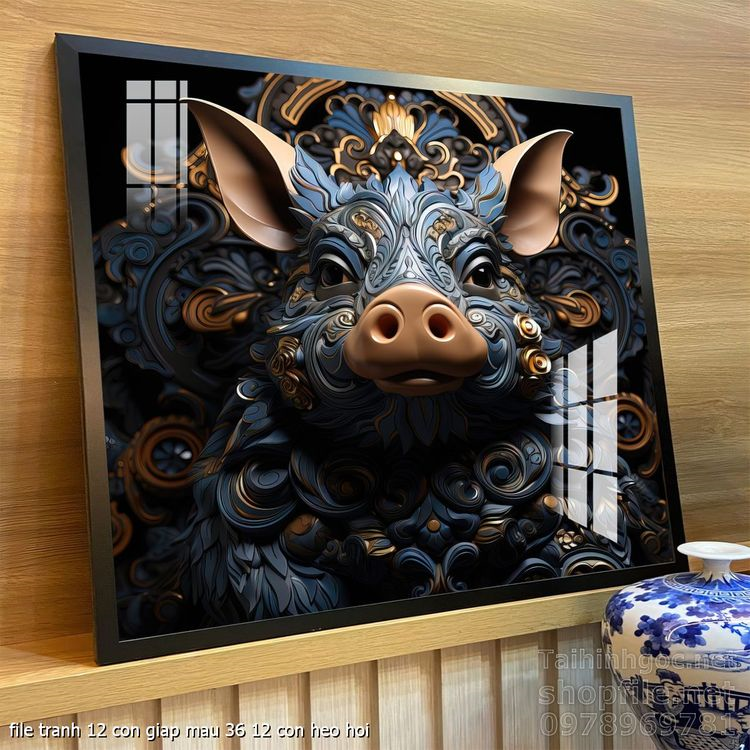 file tranh 12 con giap mau 36 12 con heo hoi