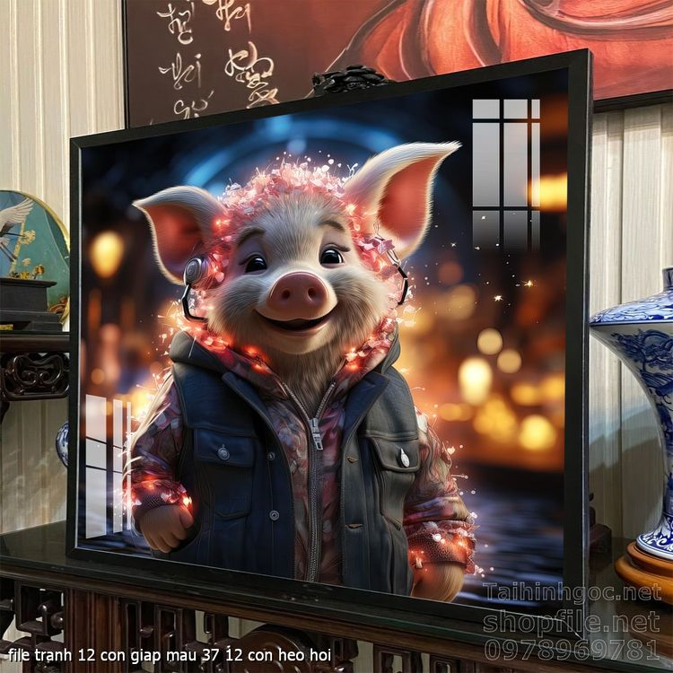 file tranh 12 con giap mau 37 12 con heo hoi