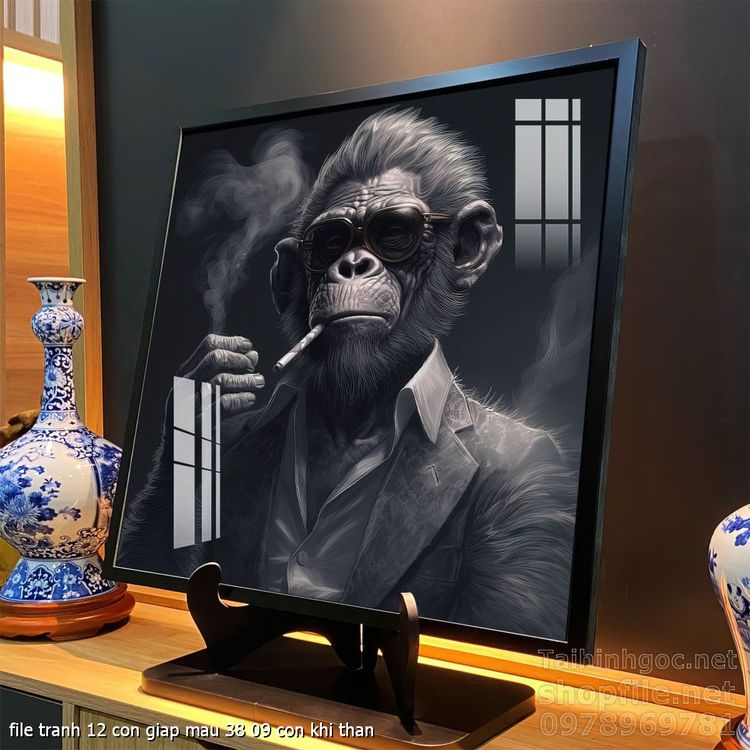 file tranh 12 con giap mau 38 09 con khi than