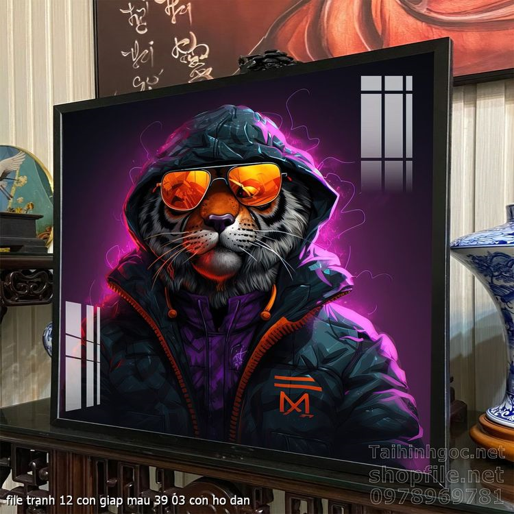 file tranh 12 con giap mau 39 03 con ho dan