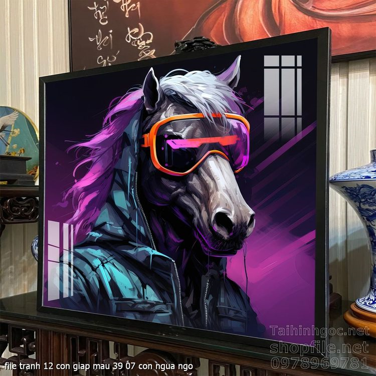 file tranh 12 con giap mau 39 07 con ngua ngo