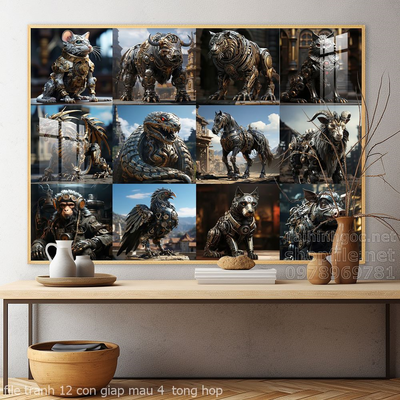 file tranh 12 con giap mau 4  tong hop