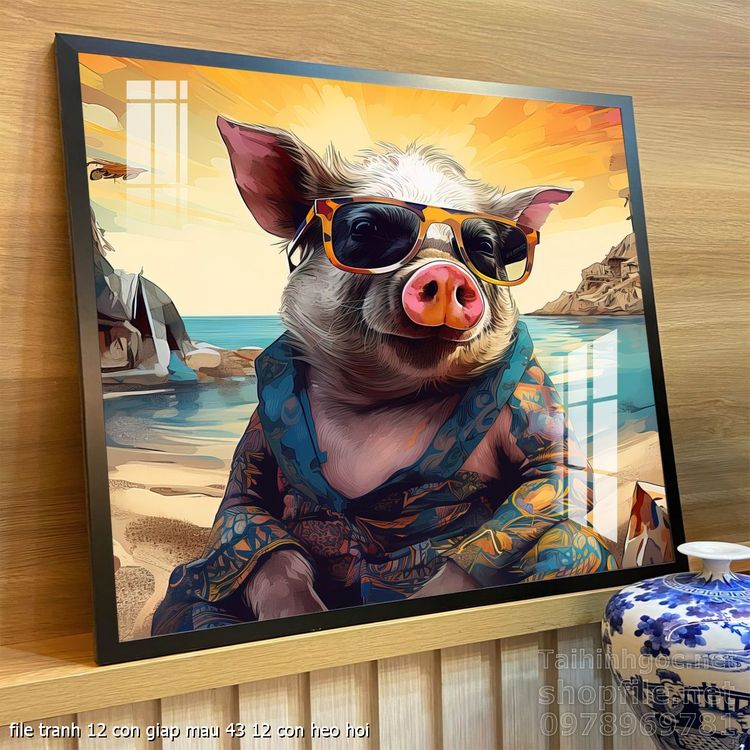 file tranh 12 con giap mau 43 12 con heo hoi